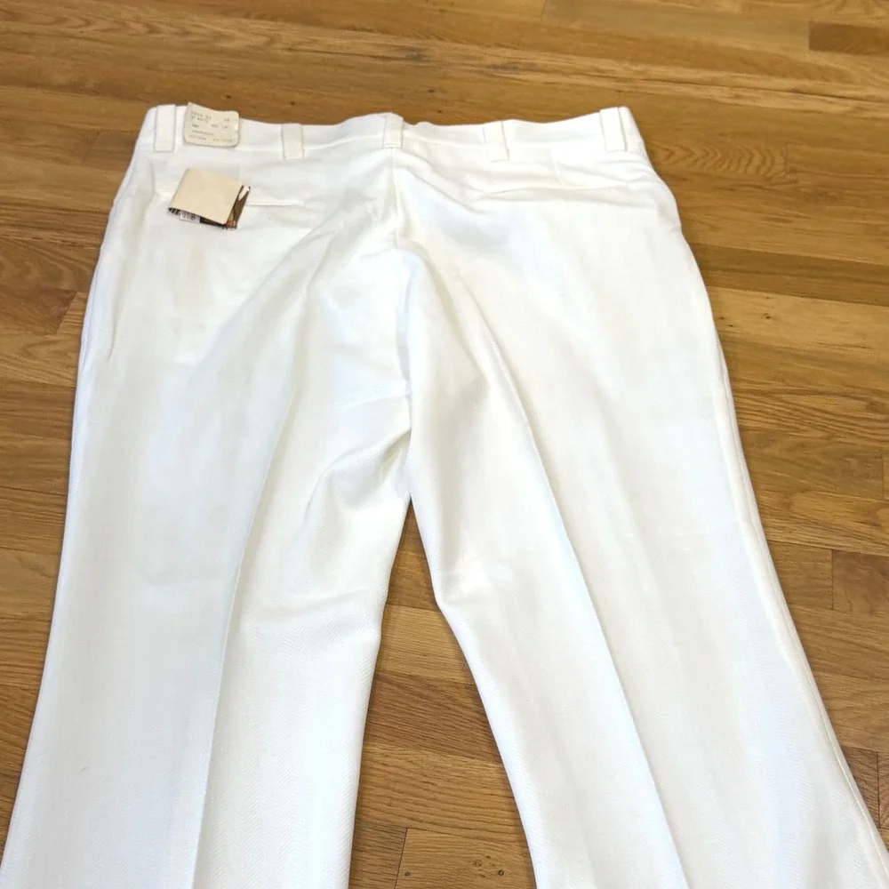 Vintage 70s Montgomery Ward Double Knit Pants Mens 40x31 White NOS Deadstock
